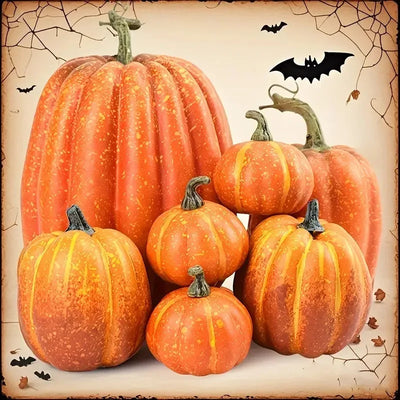 Artificial Pumpkin Autumn Decor – Orange Halloween & Harvest Display