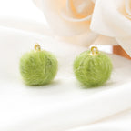 10pcs Plush Fur Covered Ball Beads Charms Pompom Beads Pendant for DIY Necklace Earring Bracelet Pendant Jewelry Making Supplies