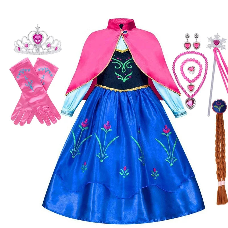 Girls Princess Dress Kids Disney Cosplay Cinderella Snow White Aurora Rapunzel Halloween Costume Children Birthday Party Dresses