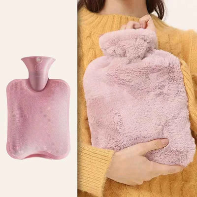 2025Hot Water Bottle with Cover, 2L Hot Water Bag for Bed Warm Neck Shoulder Pain Hand Feet Warmer Menstrual Cramps Hot Compress