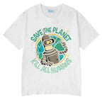 Funny Save The Planet Kill All Humans Robot Graphic Print T Shirt Men's Women Fashion Short Sleeve T-shirt Oversized Cotton Tees