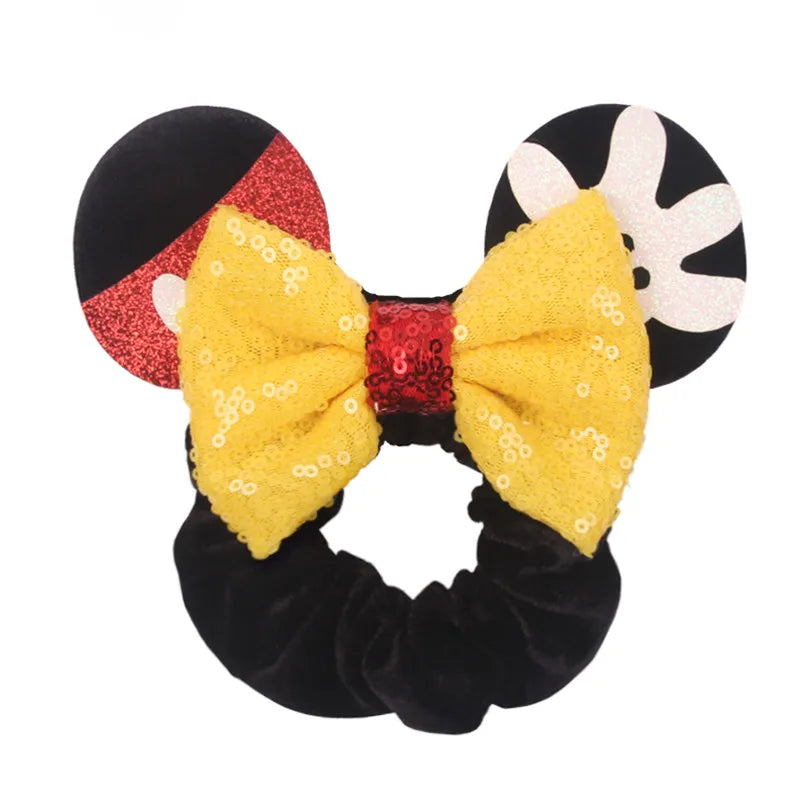 Cute Mouse Ears Velvet Scrunchies Hairband Women Elastic Ponytail Holder Girls Sequin Bow 2023 Kids Party DIY Hair Accessories