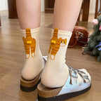 1/2pairs 3D Cute Cat Socks Black/White Funny Cat Socks Women Girl Mid-Tube Sleep Sock Cat Print Floor Sock