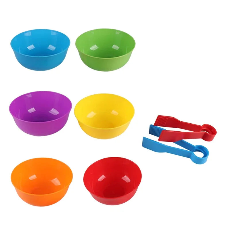 Children Counting and Sorting Toy with Pom Poms and Tweezers Set