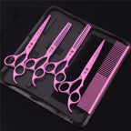 Pet Grooming Scissors Purple Dragon Japan Stainless Pink Curved Scissors For Dogs Dog Thinning Scissors Pet Chunker Shears Z3003