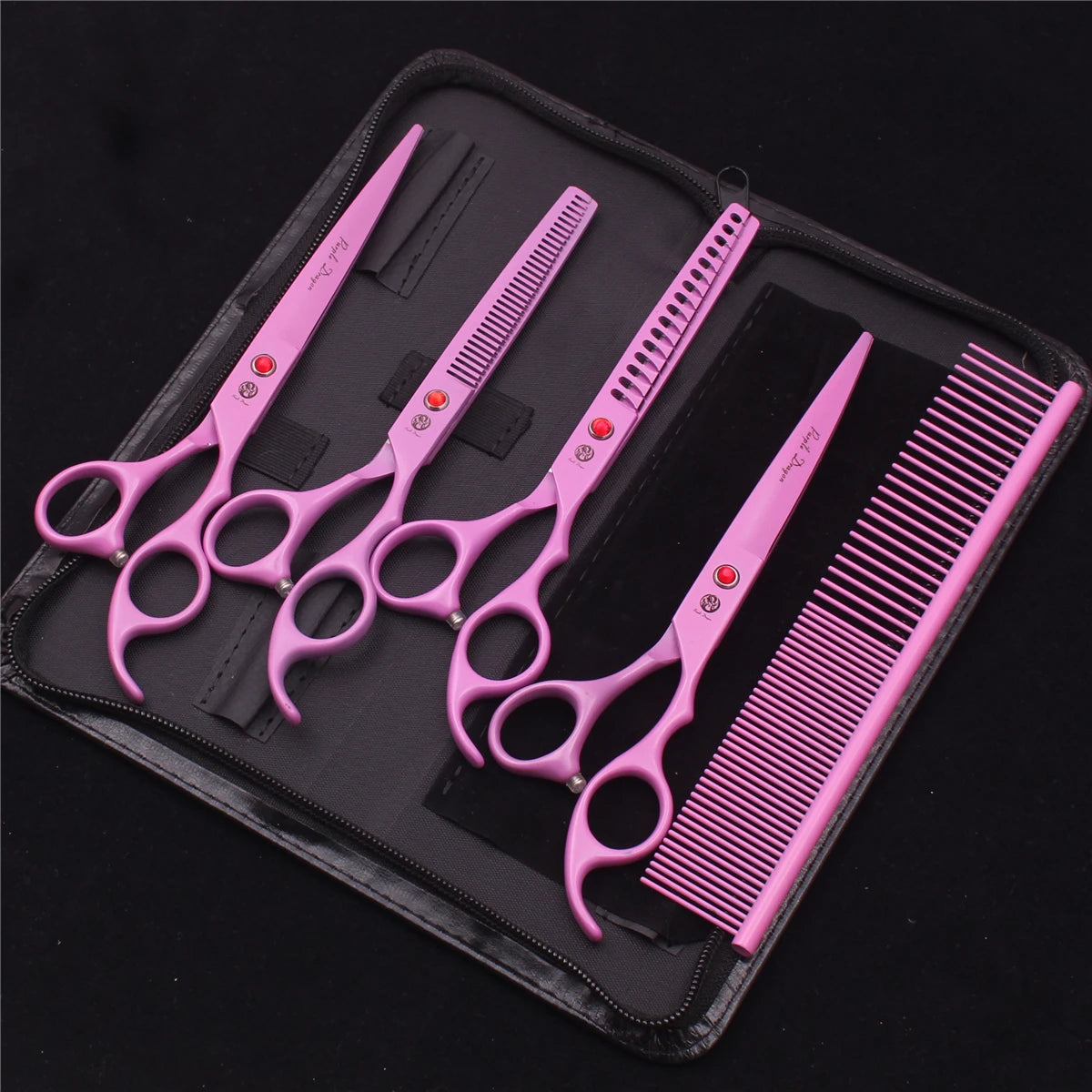 Pet Grooming Scissors Purple Dragon Japan Stainless Pink Curved Scissors For Dogs Dog Thinning Scissors Pet Chunker Shears Z3003