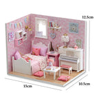 Kitten Mini Doll House 3D Puzzle Assembly Model Building Kit Creative Room Bedroom Decoration With Furniture Wooden Crafts Gifts