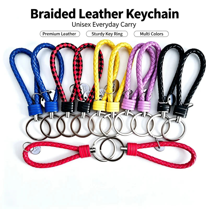 Stylish PU Leather Braided Woven Keychain Bag Pendant - A Perfect Gift for Men and Women!