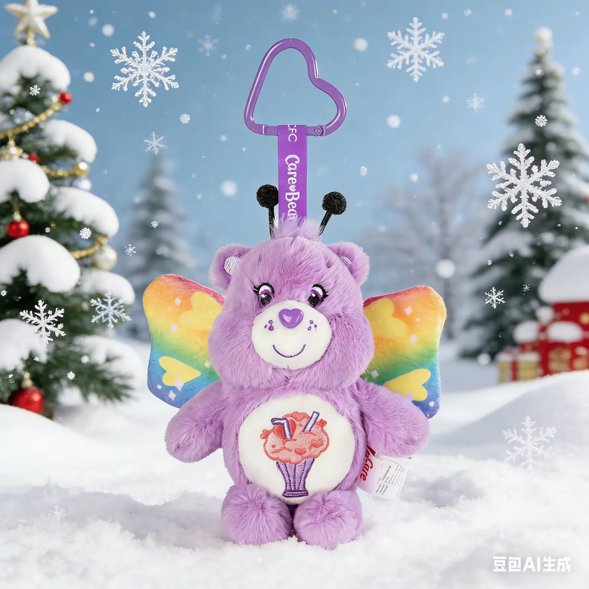 Care Bears Rabbit Hat Plush Keychain Rainbow Bear Bag Charm Gift
