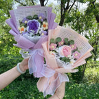Finished Knitted Flowers Sunflowers Crochet Bouquet Creative Knitted Flowers Valentine Mothers' Day Birthday Graduation Gifts