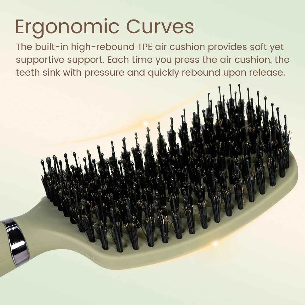 1PC Boar Bristle Detangling Hair Comb Hollow Out Hair Brush Anti-Static Scalp Massage Hairbrush Salon Styling Tools For Gifting