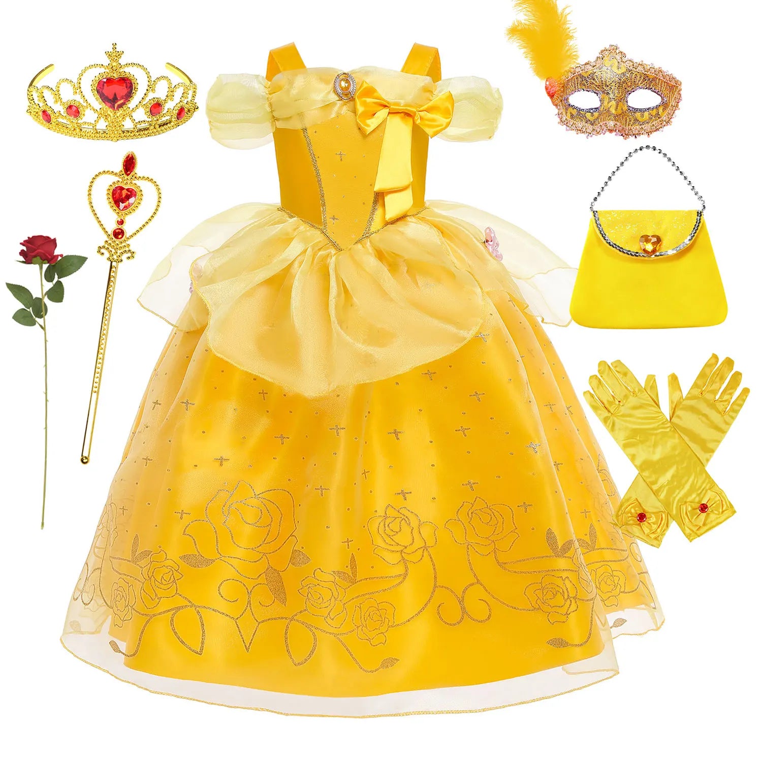 Girls Belle Deluxe Princess Costume – Beauty and Beast Cosplay Dress
