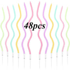 12/48pcs/1case Birthday Candles Spiral Cake Candles Long Thin Cake Candles For Wedding Party And Cake Decoration