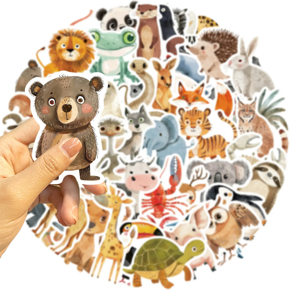 50pcs Cute Book Paintings Animals Stickers Aesthetic Decal Water Bottles Helmet Luggage Skateboard Cute Graffiti Sticker