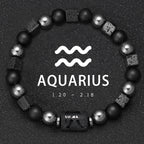 12 Constellation Zodiac Bracele Signs Beads Couples Bracelet Square Volcanic Stone Elastic Charm Bracelet for Women Men Gift