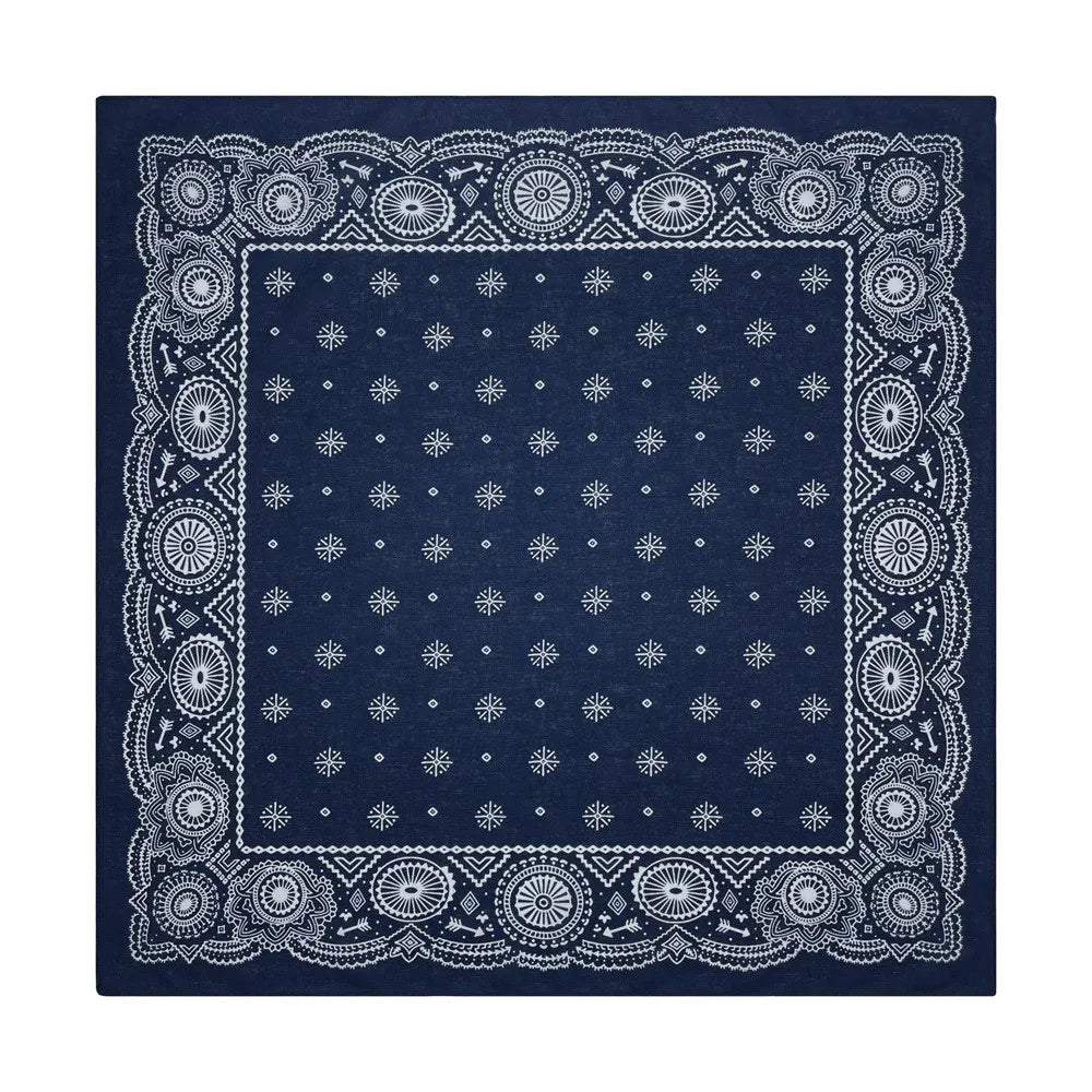 Navy Blue Cashew Hip Hop Cotton Square Bandana Scarf Riding Headband Paisley Gifts For Men Unisex