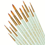 12Pcs Artist Paint Brush Set - Versatile Pointed & Round Tips for Watercolor, Acrylics, Ink, Gouache, Oil, Tempera