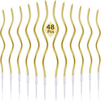 12/48pcs/1case Birthday Candles Spiral Cake Candles Long Thin Cake Candles For Wedding Party And Cake Decoration