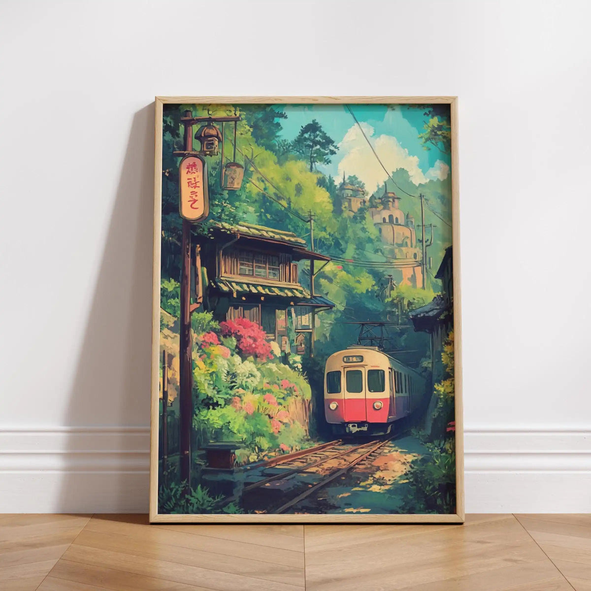 Vintage Asian Railway Landscape Canvas Wall Art Poster Decor