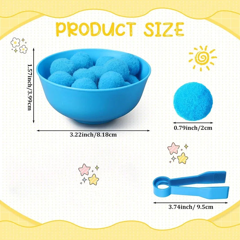 Children Counting and Sorting Toy with Pom Poms and Tweezers Set