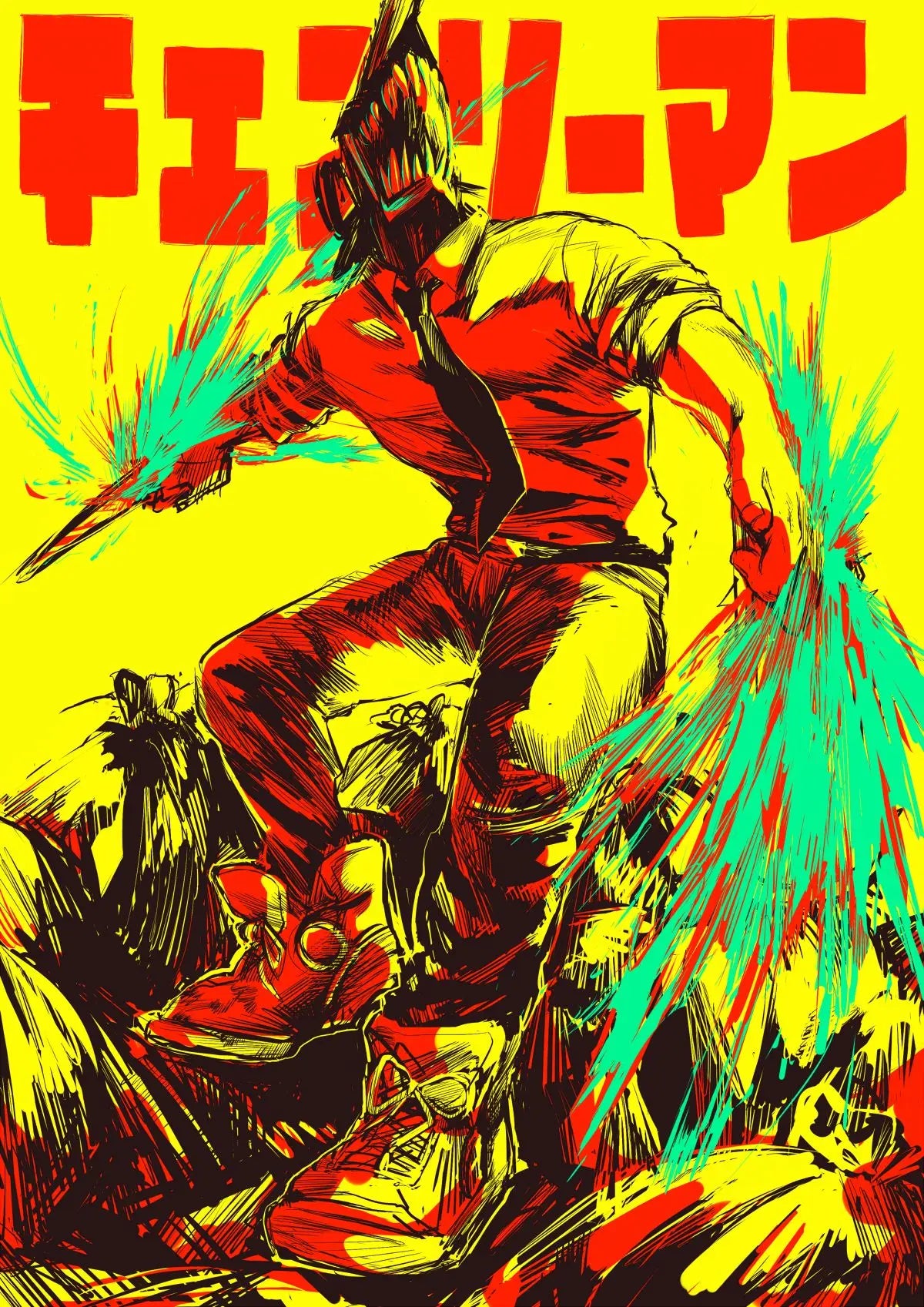 Chainsaw Man Poster Print For Bedroom Living Room Home Decor Japanese Anime Manga Denji Wall Art Cartoon Canvas Painting