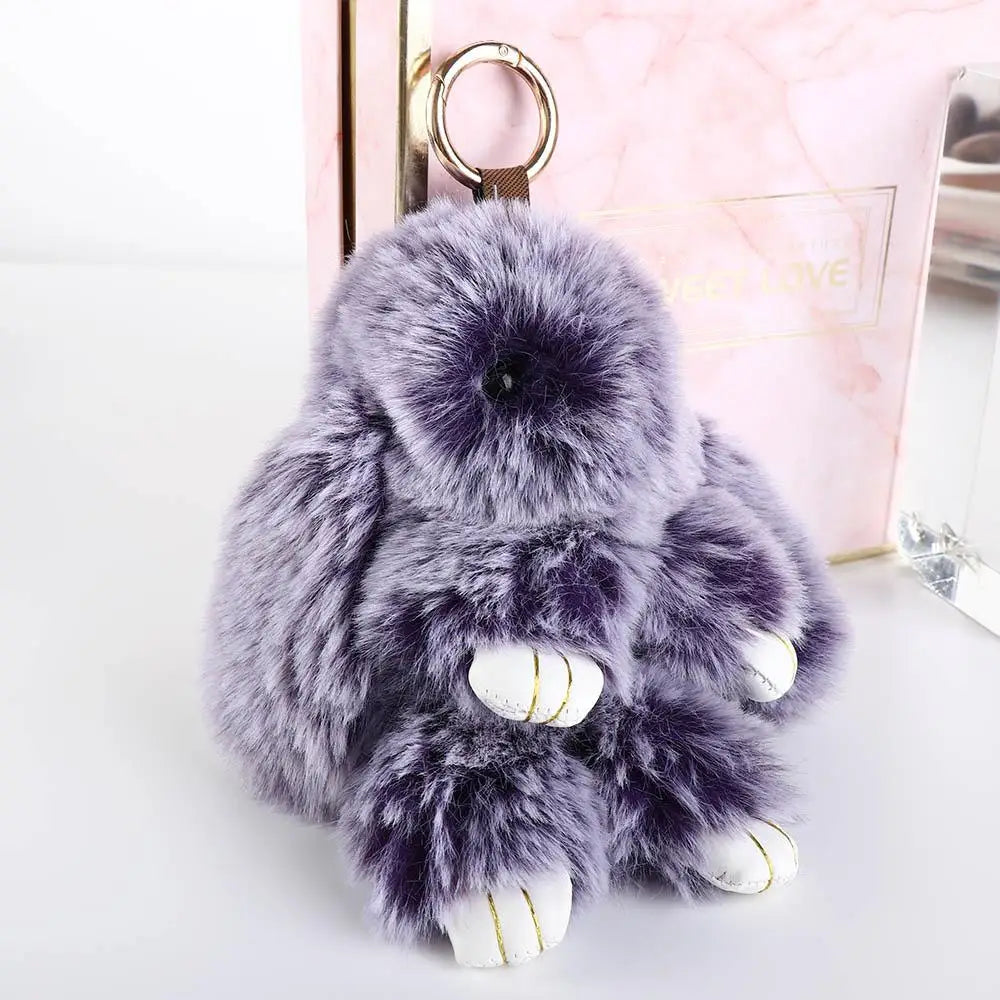 Fluffy Bunny Plush Keychain Cute Rabbit Bag Charm