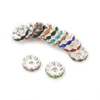 30pcs/lot 12mm Wave Side Rhinestone Spacer Beads Colorful Crystal Metal Rondelle for Jewelry Making Diy Crafts Accessories