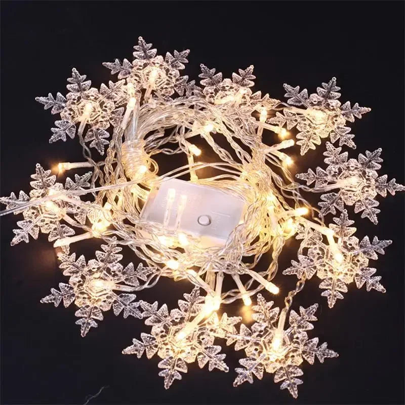 New Year LED Snowflake Curtain String Lights Indoor Halloween Light Wedding Home Party Xmas Lamps Eave Christmas Decoration