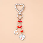 Cute Bowknot Love Heart Keychain Crystal Pearl Key Ring Pendants for Women Girls Handbag Decor DIY Handmade Key Chain Gifts