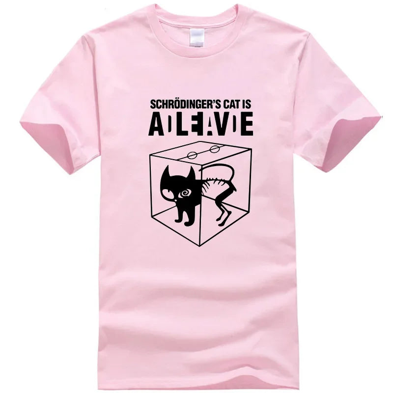 Men's T-shirt Top Quality Cotton Blend Schrodinger's Cat Print Short Sleeve Men T Shirt Casual The Big Bang Theory Mens Tshirt