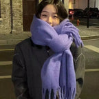 Winter Scarf for Women Cashmere Warm Solid Pashmina Blanket Wraps Female Thick Soft Bufanda Big Tassel Shawl Long Poncho Echarpe