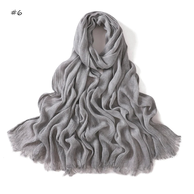 180*65cm Tie-dye Crinkle Rayon Hijabs for Women Muslim Scarf Shawls Plain Ladies Breathable Headband Femme Turban Ramanda