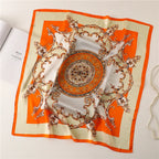 2025 Silk Shawl Print Headscarf Cat Hair Wrap Neckerchief Female Satin Square Scarf For Women Headband Foulard Hijab Bandana