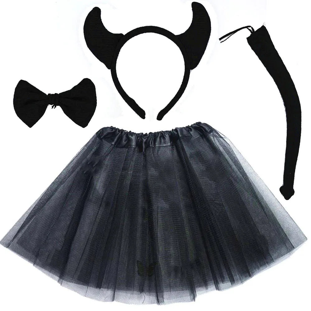 Animals  Children  Headband Tutu Skirt Tail Bow Kids  Girl Party Props Elephant Tiger Fox     Halloween Costume Cosplay