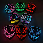 Wireless Neon LED Purge Mask – Glowing Halloween Cosplay Mask