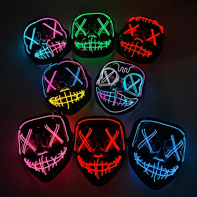 Wireless Neon LED Purge Mask – Glowing Halloween Cosplay Mask
