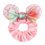 Cute Mouse Ears Velvet Scrunchies Hairband Women Elastic Ponytail Holder Girls Sequin Bow 2023 Kids Party DIY Hair Accessories