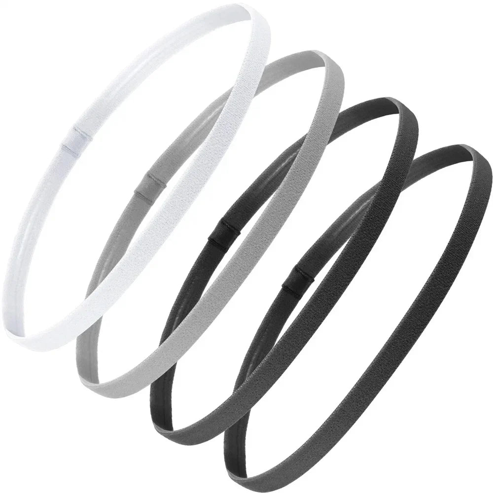 4PCS Unisex Sports Thin Headband Non-Slip Elastic Women Men Yoga Hair Bands Sweatband Football Running Biking Sports Hairband