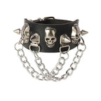 90s Heart Gothic Spike Bracelet Adjustable Punk Rock Bracelet Black Studded Faux Leather Bracelet for Men Women Gift
