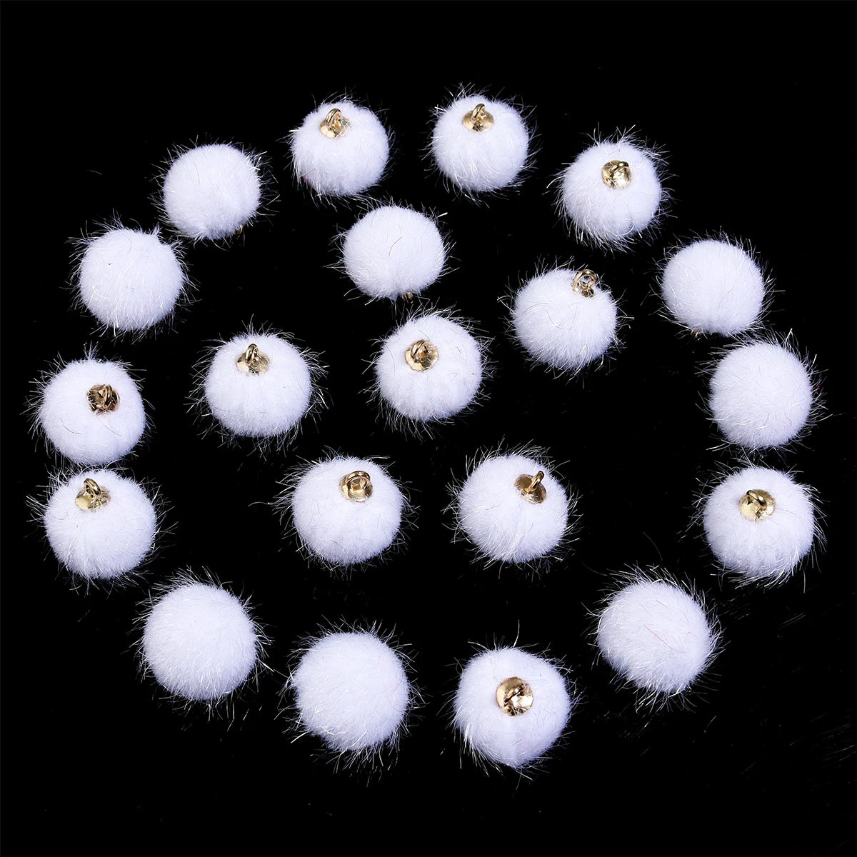 20pcs Plush Fur Covered Ball Beads Charms Multicolor Pompom Pendant For DIY Jewelry Making Necklace Bracelet Earring Accessories