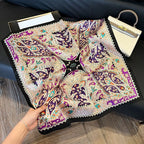 Elegant Nordic Style All Seasons Scarf Faux Silk Large Square Shawl Simple Chic Decorative Wrap For Teens