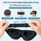 Unisex 3D Contoured Sleep Mask, Groove Molded Design Memory Foam Light Blocking Eyemask, Soft Comfortable for Travel Yoga Nap