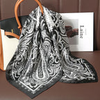 2025 Silk Shawl Print Headscarf Cat Hair Wrap Neckerchief Female Satin Square Scarf For Women Headband Foulard Hijab Bandana