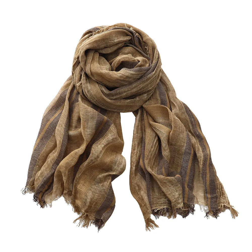 Autumn Winter Men Scarf Cotton Linen Striped Scarves Warm Neckerchief Pashmina Casual Male Accessories Bufandas Shawls