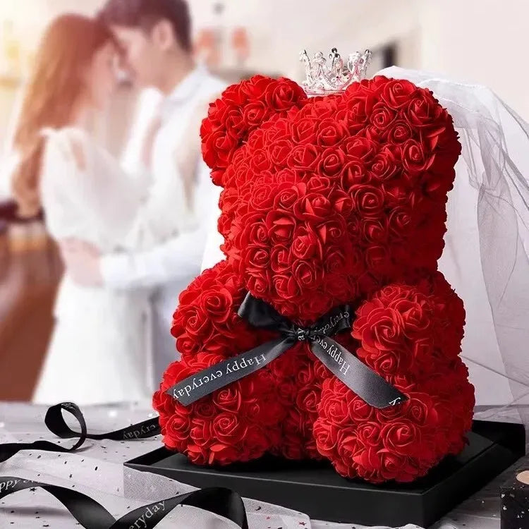 Artificial Flower Eternal Rose Teddy Bear for Mom Mother's Day Birthday Valentine's Day Anniversary Gifts &Artificial Room Decor
