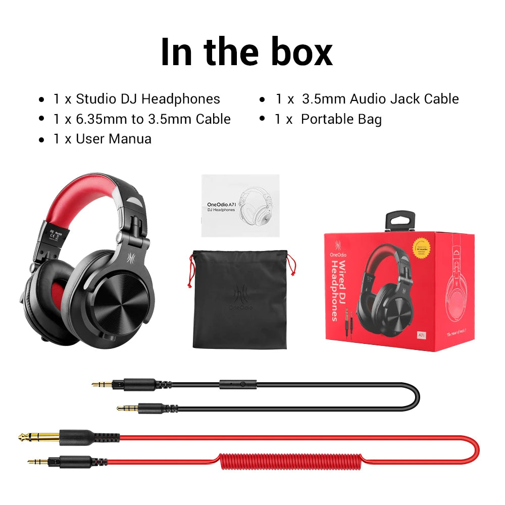 Oneodio A71 Wired Over Ear HiFi Headphones With Mic Studio DJ Headphone Professional Monitor Recording Mixing Headset For Gaming