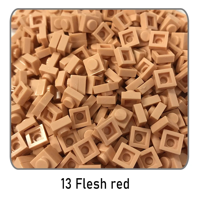100Pcs DIY Bricks Parts 3024 1x1 Plate Educational Tech Construction Assmble Compatible Block Parts Toys for Child Kids