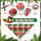 Christmas-themed bandana with plaid pattern and 'Happy Holi-bae' text, surrounded by festive decorations.