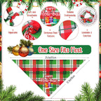Christmas-themed bandana with plaid pattern and 'Happy Holi-bae' text, surrounded by festive decorations.