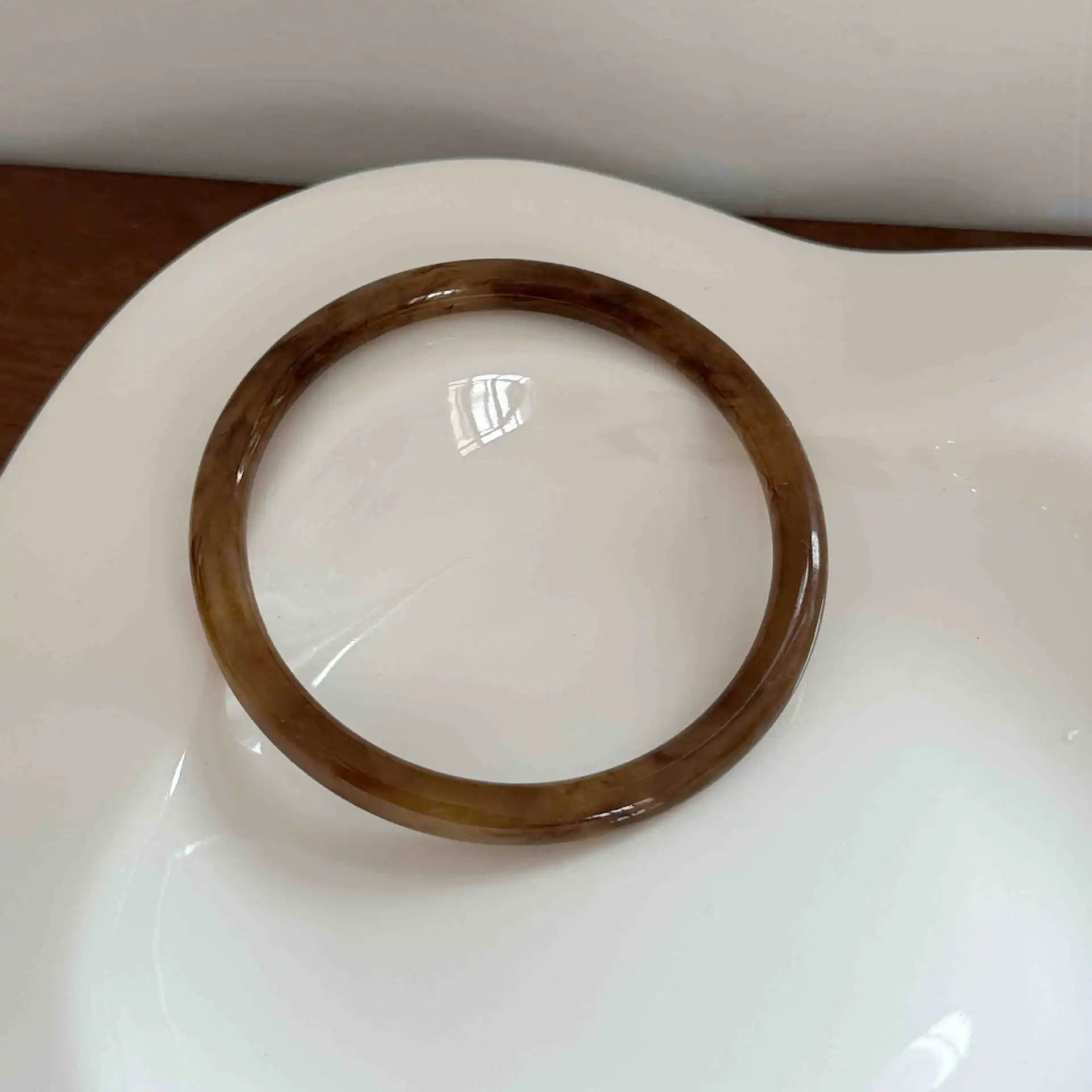 Retro Brown Resin Bangles Acrylic Marble Bracelet For Women Fashion Party Jewelry Gift